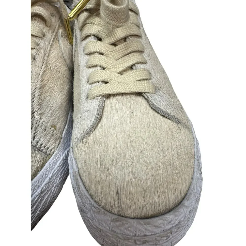 Nike SB Blazer‎ Bearbrick Pony Hair Cream Sneakers Mens 7.5 Womens 9